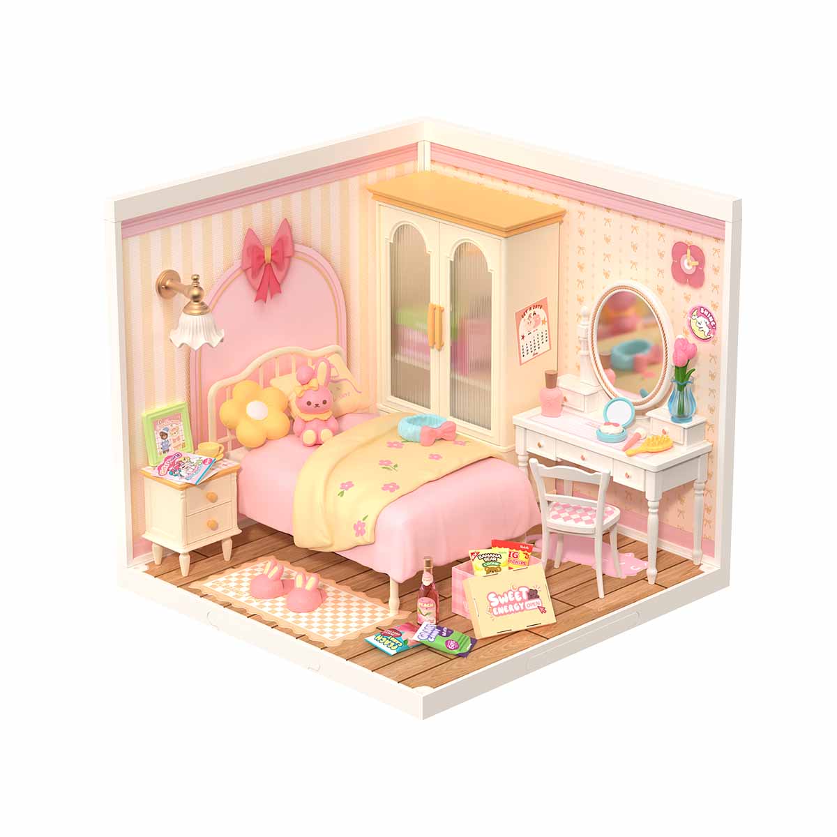 Adorável Quarto Rosa Casa Miniatura DIY