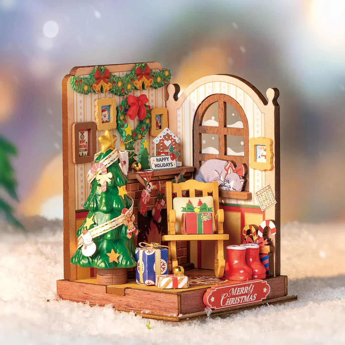 Natal Encantado - Lareira Natalina Casa Miniatura DIY