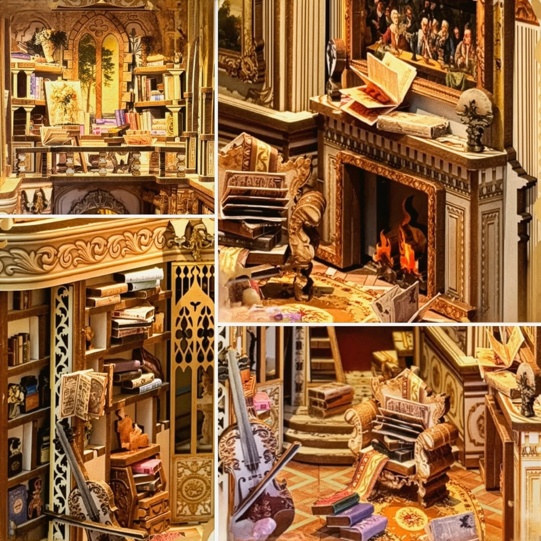 Biblioteca dos Sonhos Barrocos Book Nook DIY