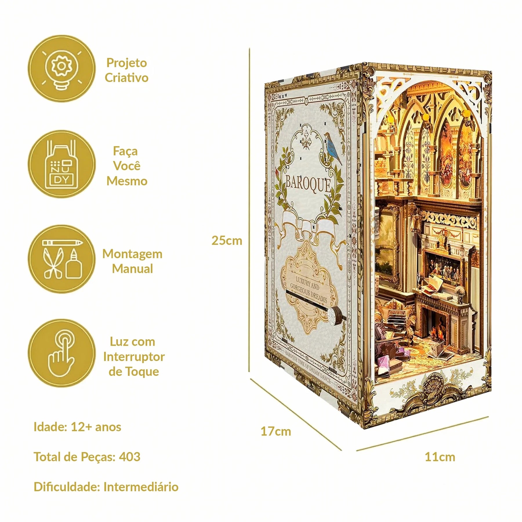 Biblioteca dos Sonhos Barrocos Book Nook DIY