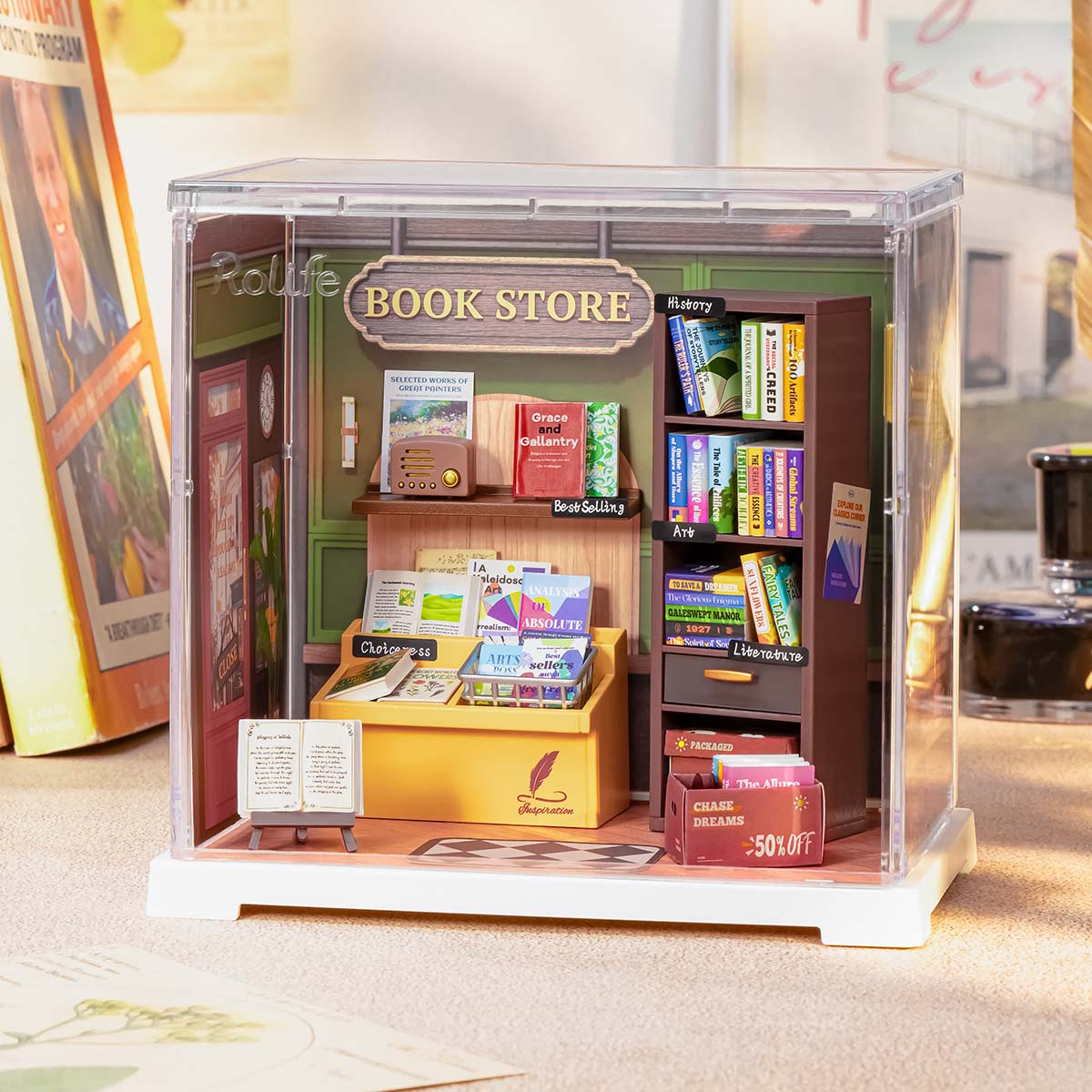 Livraria Nostálgica Casa Miniatura DIY