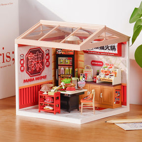 Restaurante Panda Hot Pot Casa Miniatura DIY
