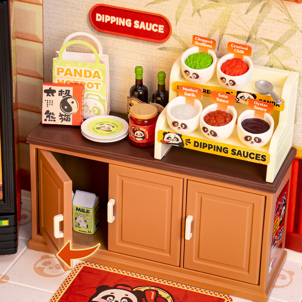 Restaurante Panda Hot Pot Casa Miniatura DIY
