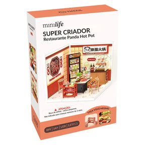 Restaurante Panda Hot Pot Casa Miniatura DIY