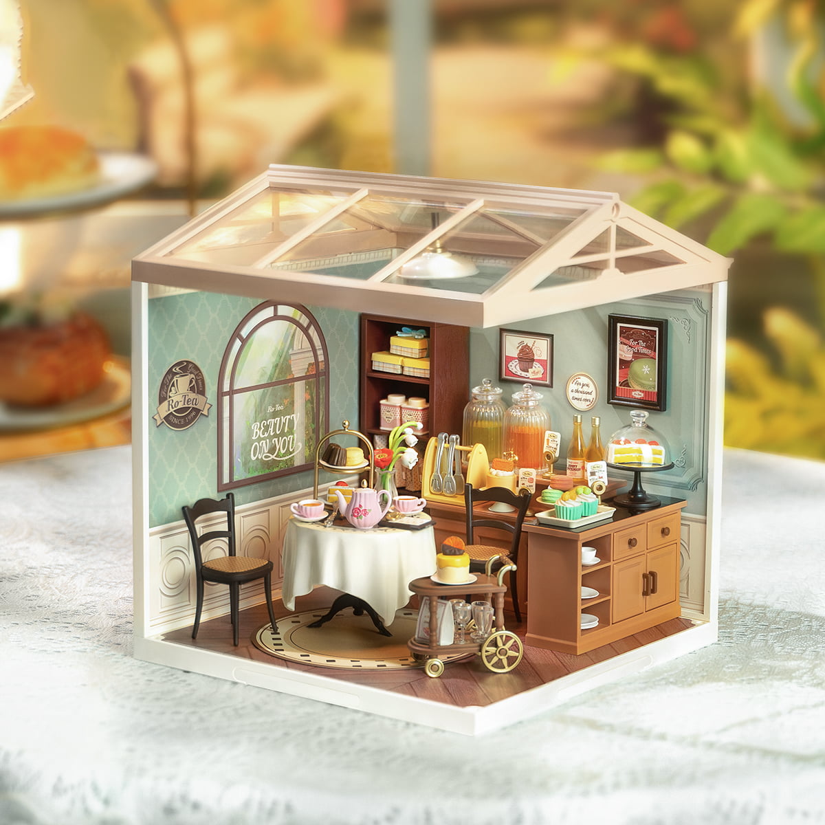 Salão de Chá Encantador Casa Miniatura DIY