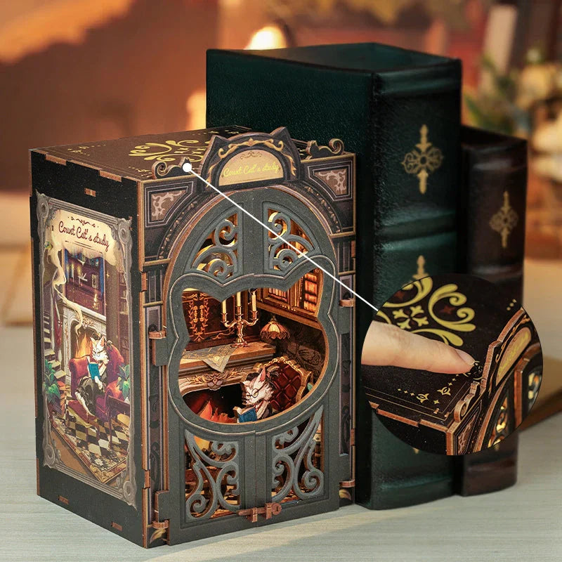 Sala de Estudo do Conde Gato Book Nook DIY