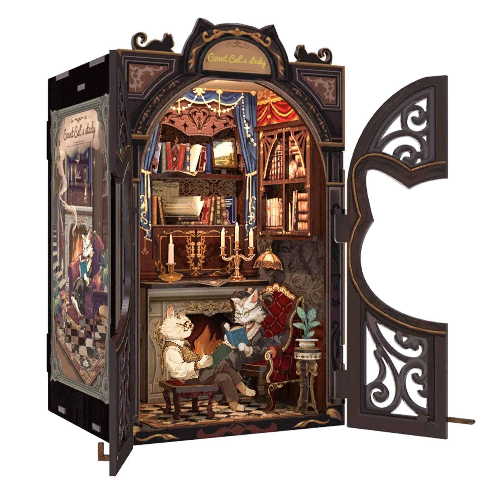 Sala de Estudo do Conde Gato Book Nook DIY