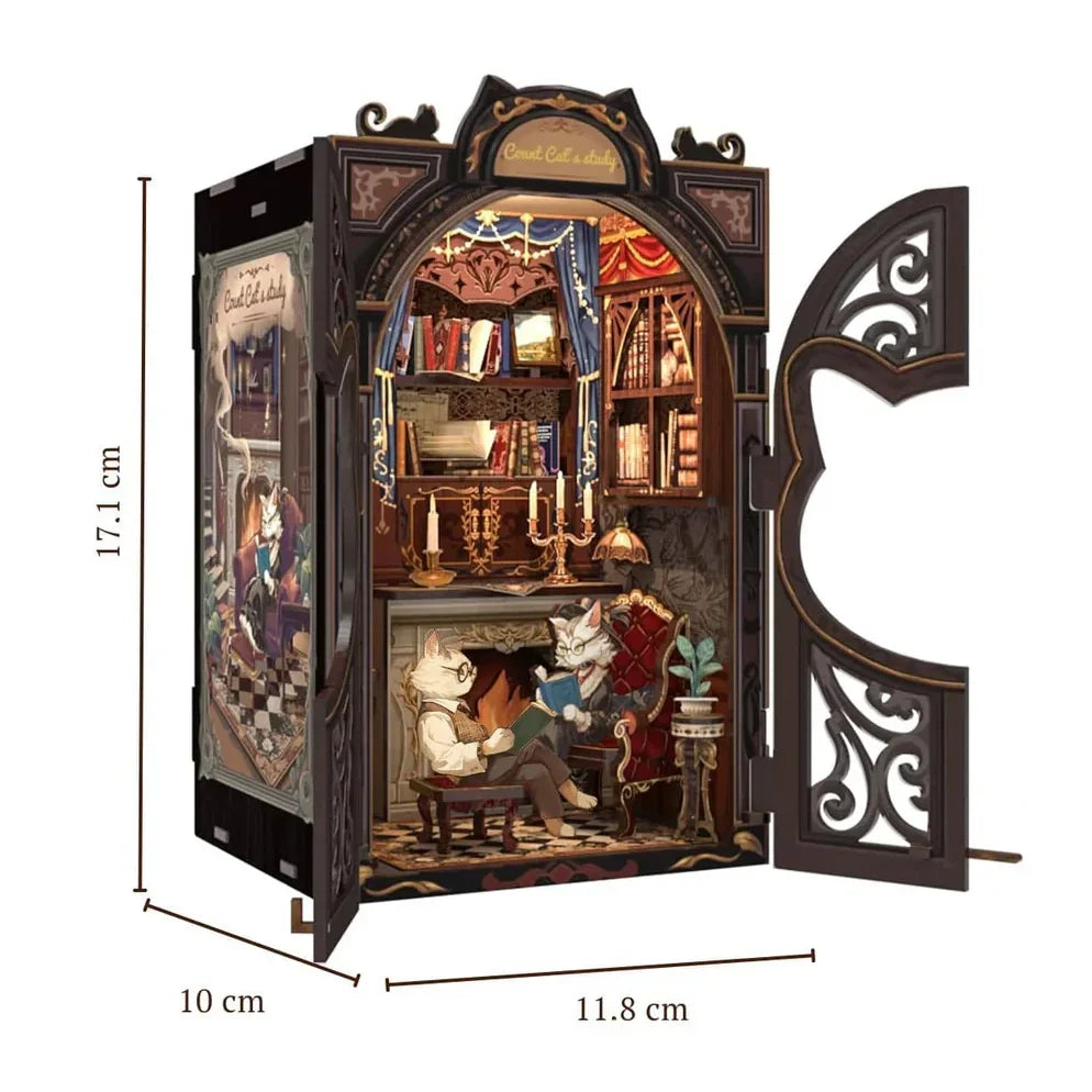 Sala de Estudo do Conde Gato Book Nook DIY